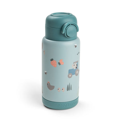 <tc>Done by Deer</tc> Botella térmica con pajita Tiny Farm Blue, 340 ml