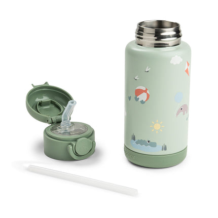 <tc>Done by Deer</tc> Botella térmica con pajita Playground Green, 340 ml