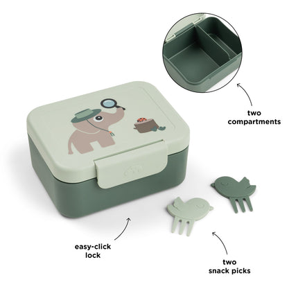 <tc>Done by Deer</tc> Fiambrera con palillos para aperitivos incluidos Tiny Trails Green