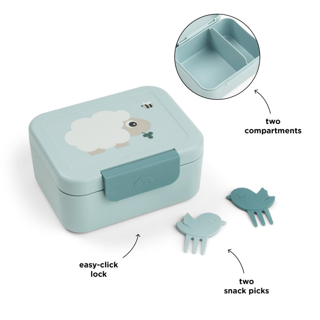 <tc>Done by Deer</tc> Fiambrera con palillos para aperitivos Tiny Farm Blue