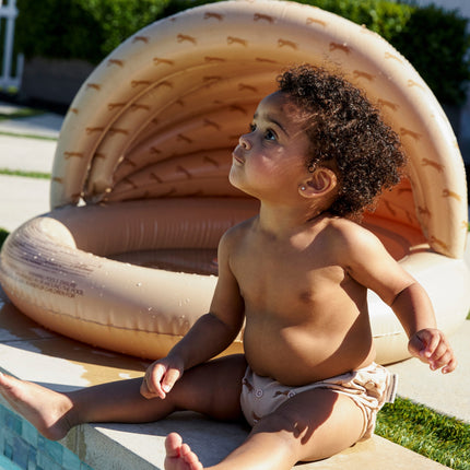 <tc>Swim Essentials</tc> Piscina infantil – Beige Leopard con cubierta