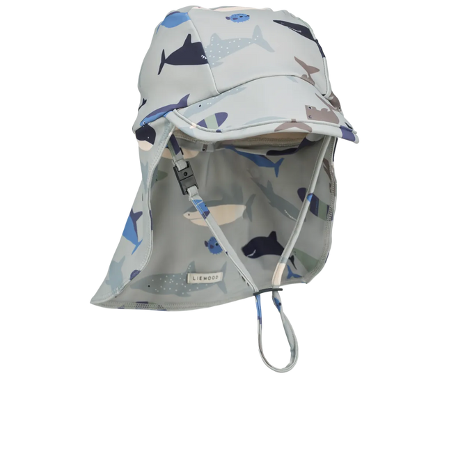 Liewood Zonnehoedje Baby Shark / Dove Blue