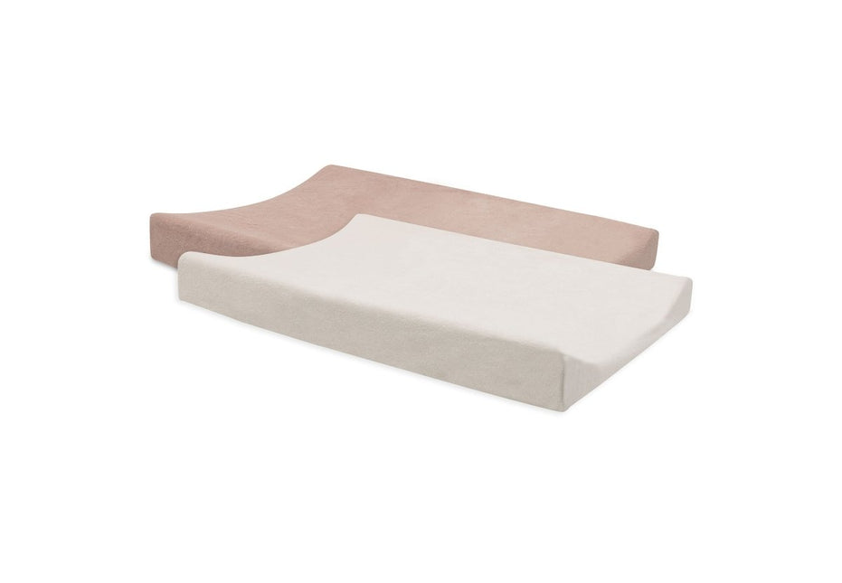Aankleedkussenhoes Badstof 50x70cm - Wild Rose/Ivory - 2 Stuks - Babywinkel - 8717329399587