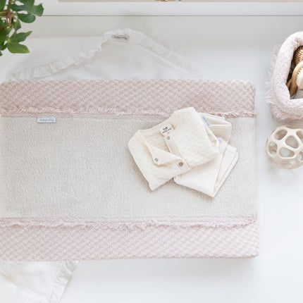 Aankleedkussenhoes Happiness oud roze/ecru - 45x70 - Babywinkel - 8721052102758