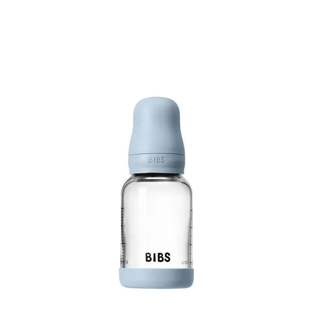 BIBS Babyfles Glass Silicone Baby Blue 120Ml koop je bij Babywinkel