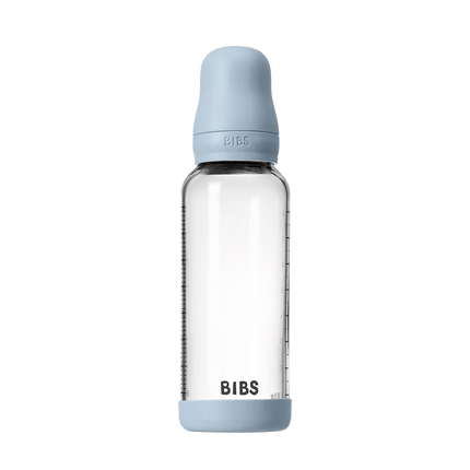 Baby Glass Bottle Set 240ml Silicone - Baby Blue - Babywinkel - 5713795265695