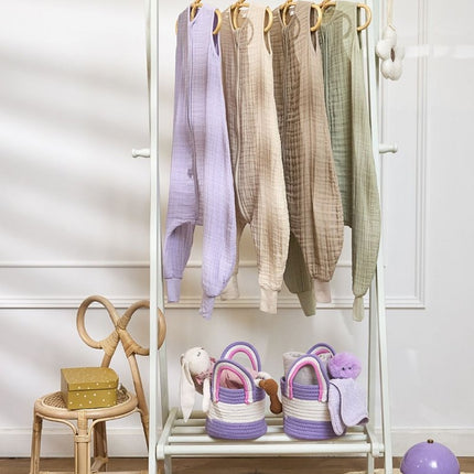 Baby zomer slaapoverall jumper pre - washed hydrofiel Uni - soft lavender - Babywinkel - 4054703807240