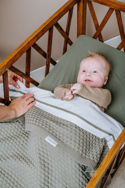 Baby's Only Ledikantlaken Gebreid Bies Urban Green/Wit koop je bij Babywinkel