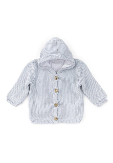 Bamboom Baby Vestje Gebreid Met Capuchon Licht Blauw koop je bij Babywinkel