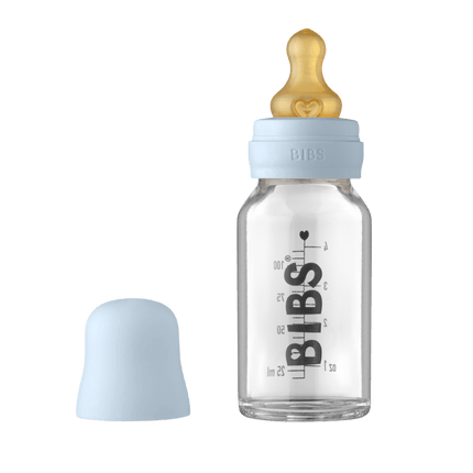 BIBS Babyfles Glas 110ml Baby Blue - BIBS - Babywinkel - 5713795238651