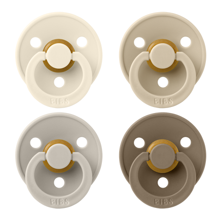 <tc>BIBS</tc> Tamaño de la tetina 1 Color Marfil/Arena/Vainilla/Roble oscuro 4 piezas