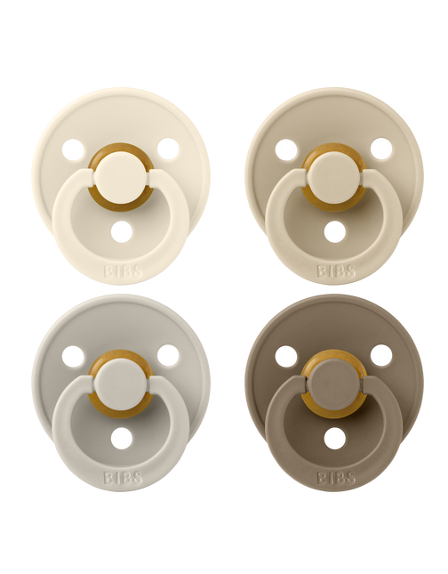 <tc>BIBS</tc> Tamaño de la tetina 1 Color Marfil/Arena/Vainilla/Roble oscuro 4 piezas