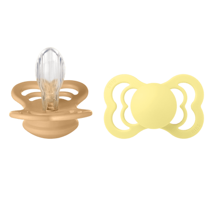 BIBS Speen Maat 1 Silicone Supreme Desert Sand/Sunshine 2st - BIBS - Babywinkel - 5713795230273