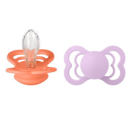 BIBS Speen Maat 1 Silicone Supreme Papaya/Violet Sky 2st - BIBS - Babywinkel - 5713795230310