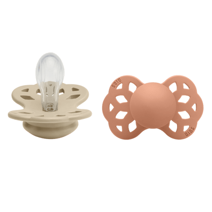 BIBS Speen Maat 1 Silicone Symmetrical Vanilla/Peach 2st - BIBS - Babywinkel - 5713795243815