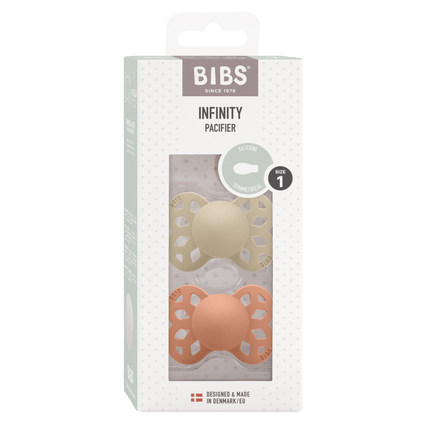 BIBS Speen Maat 1 Silicone Symmetrical Vanilla/Peach 2st - BIBS - Babywinkel - 5713795243815