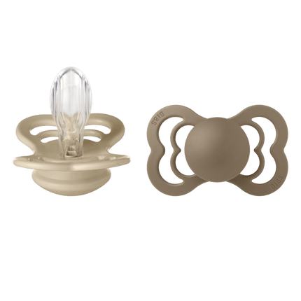 BIBS Speen Maat 1 Vanilla/Dark Oak Supreme Silicone 2st - BIBS - Babywinkel - 5713795199068