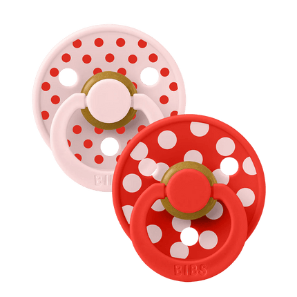 BIBS Spenen Maat 1 Pacifier Studio Colour Polka Latex Anatomical Blossom/Candy Apple 2st koop je bij Babywinkel