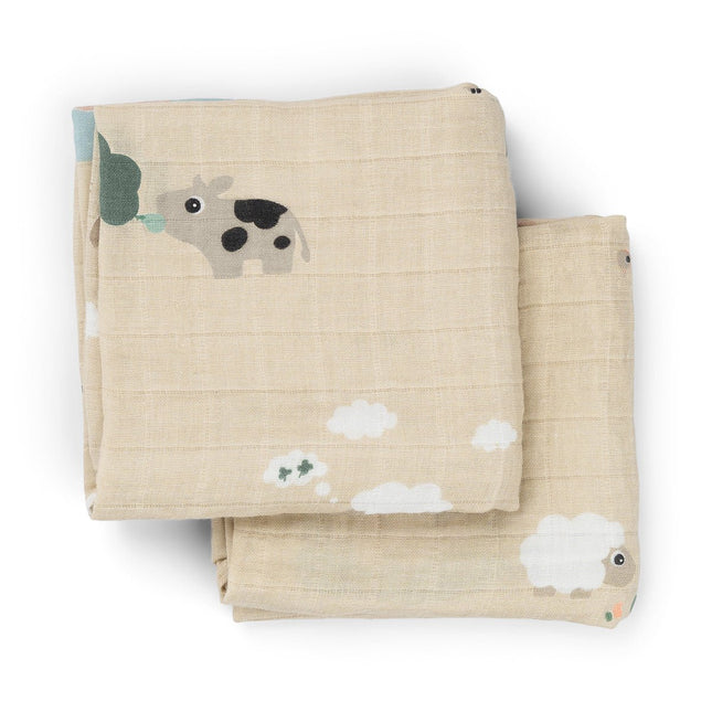 Burp cloth 2 - pack Tiny farm - Babywinkel - 5712643054917