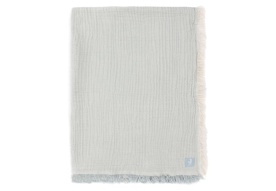 Jollein Ledikantdeken 120X120Cm Fringe Stripe - Sea Green/Ivory koop je bij Babywinkel
