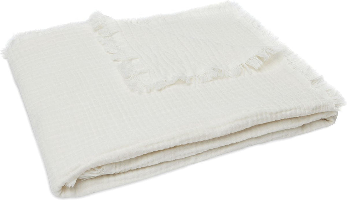 Jollein Ledikantdeken Muslin Fringe Ivory 120X120Cm koop je bij Babywinkel