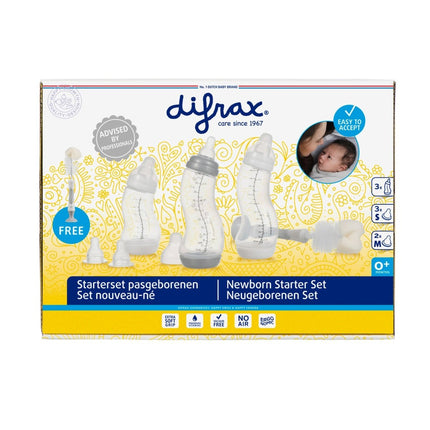 Difrax Startersset 2: 3 Fles Fles 5 Speen En Flesborstel - Difrax - Babywinkel - 8711736557318
