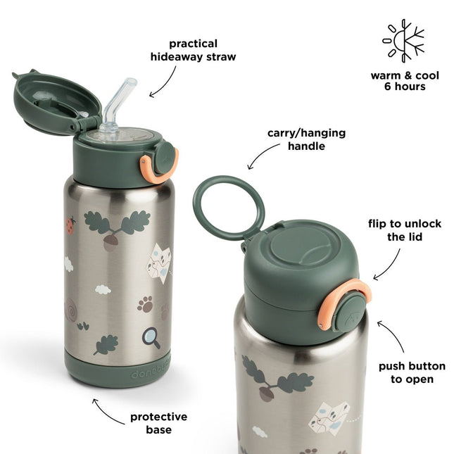 Done by Deer Thermos Rietjesfles Tiny Trails Green 340ml koop je bij Babywinkel