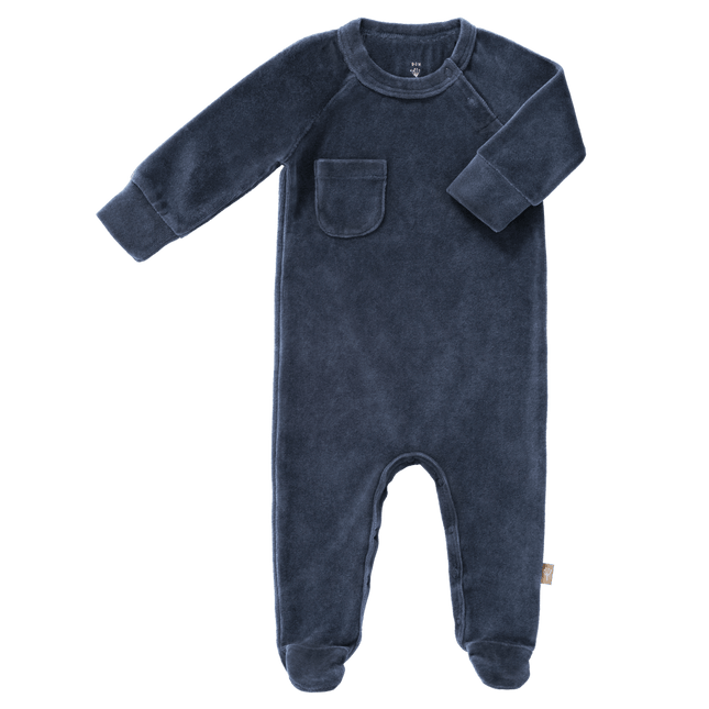 Fresk Baby Pyjama Velours Met Voet Indigo koop je bij Babywinkel