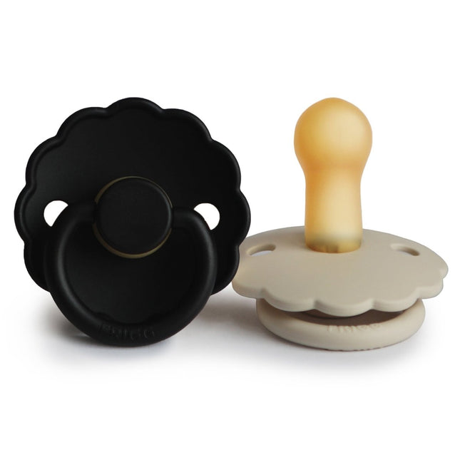 Frigg Speen Maat 2 Daisy Cream/Jet Black Latex 2 - Pack - Frigg - Babywinkel - 5715239224152
