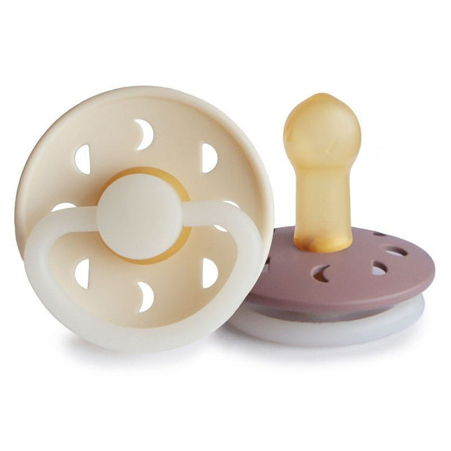 Frigg Speen Maat 2 Moon Night Cream/Tw.Mauve Latex 2 - Pack - Frigg - Babywinkel - 5715239019864