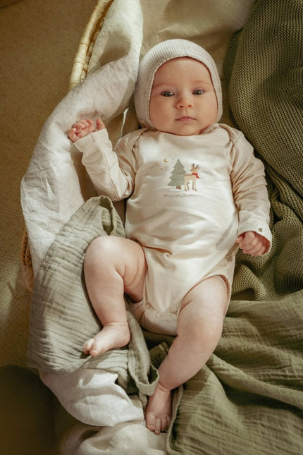 Gebreide muts Soft Beige Melee - 0 - 3 maanden - Babywinkel - 8721122583357