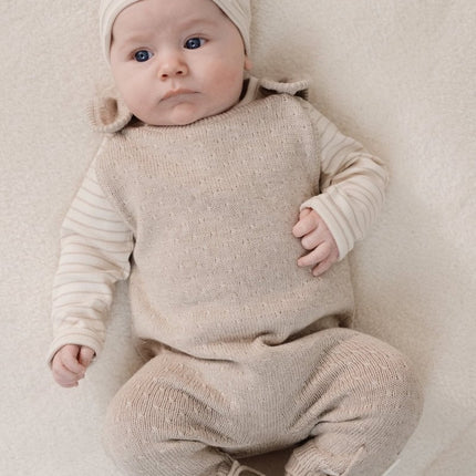 Gebreide slofjes Soft Beige Melee - Babywinkel - 8721122583272
