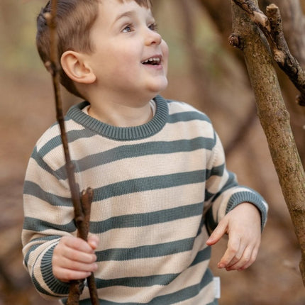 Gebreide trui Balsam Green Stripe - Babywinkel - 8721122579954