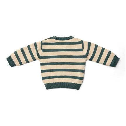 Gebreide trui Balsam Green Stripe - Babywinkel - 8721122579954