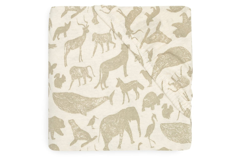 Jollein Hoeslaken Peuter Olive Green Animals 40/50X80/90Cm koop je bij Babywinkel