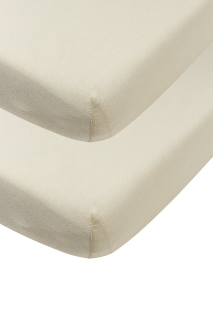 Hoeslaken ledikant 2 - pack jersey Uni - soft sand - 60x120cm - Babywinkel - 4054703502329