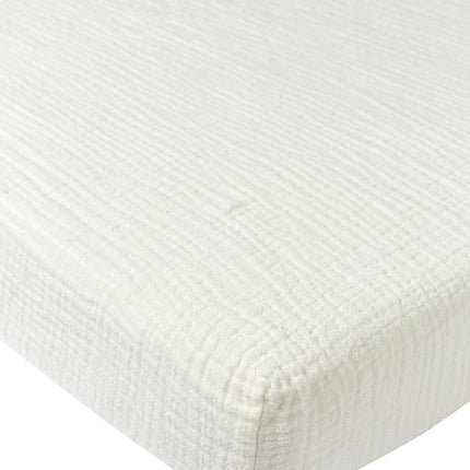 Hoeslaken ledikant pre - washed hydrofiel Uni - offwhite - 60x120cm - Babywinkel - 4054703301939