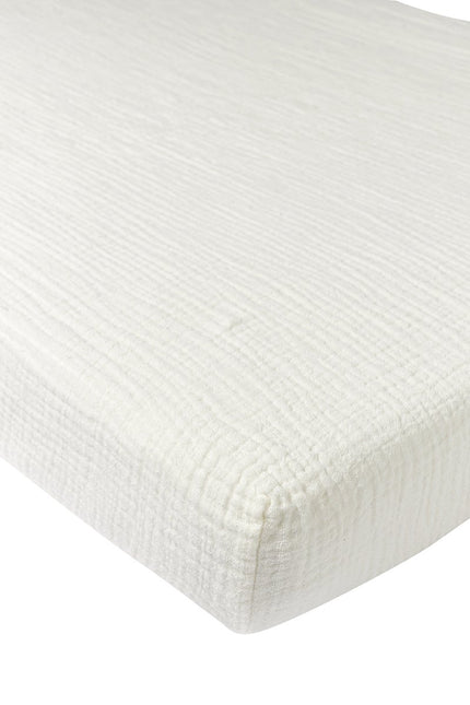 Hoeslaken ledikant pre - washed hydrofiel Uni - offwhite - 60x120cm - Babywinkel - 4054703301939