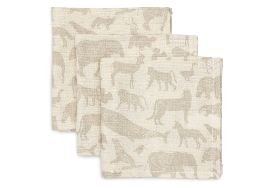 Hydrofiel Monddoekje Animals - Nougat - 3 Stuks - Babywinkel - 8717329376953