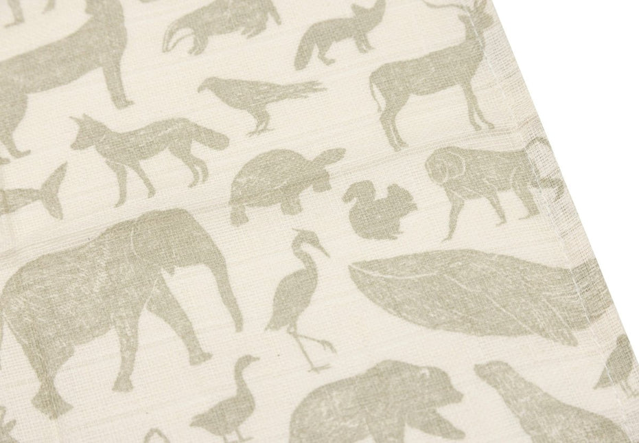 Hydrofiel Monddoekje Animals - Olive Green - 3 Stuks - Babywinkel - 8717329377097