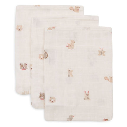Hydrofiel Washandje 15x20cm - Animal Friends - 3 Stuks - Babywinkel - 8717329400603