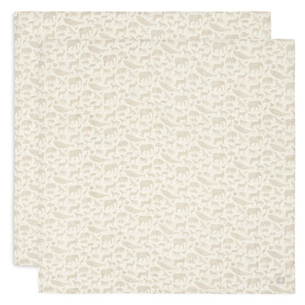 Hydrofiele Doek Large 115x115cm Animals - Nougat - 2 Stuks - Babywinkel - 8717329376939