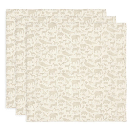 Hydrofiele Doek Small 70x70cm Animals - Nougat - 3 Stuks - Babywinkel - 8717329376946