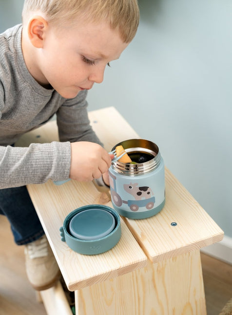 Insulated food jar Tiny farm Blue 300 ml - Babywinkel - 5712643059660