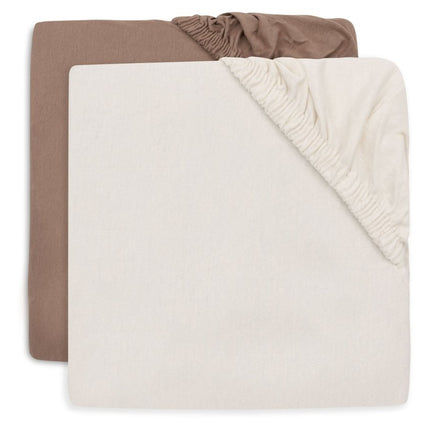 Jollein Hoeslaken Peuter Milky Coffee/ Ivory 75X140Cm 2St - Babywinkel - 8717329400221