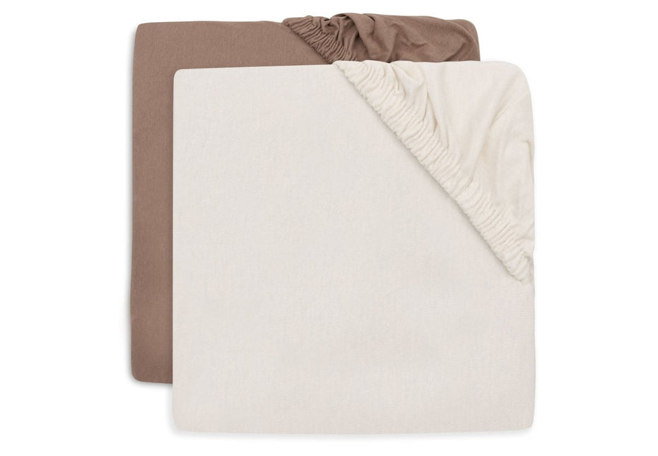 Jollein Hoeslaken Peuter Milky Coffee/ Ivory 75X140Cm 2St - Babywinkel - 8717329400221