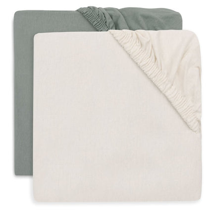 Jollein Hoeslaken Peuter Sea Green / Ivory 75X140Cm 2St - Babywinkel - 8717329400252