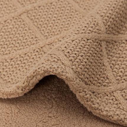Jollein Ledikantdeken Check Knit Biscuit/Teddy Fleece 100 X 150 Cm - Jollein - Babywinkel - 8717329386747