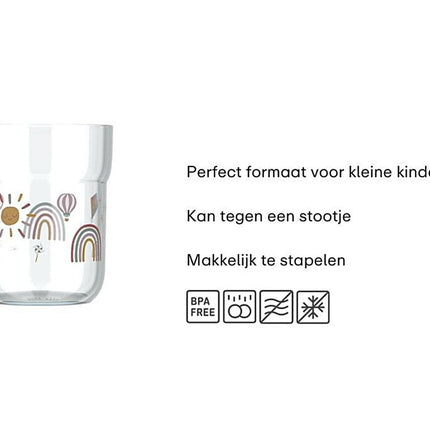 Kinderglas Mepal Mio 250 ml - Sunshine & Rainbow - Babywinkel - 8720294048947