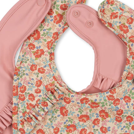 Konges Slojd 2 Pack Dinner Bib With Frill Kaluka/Bridal Rose - Babywinkel - 5715681031001